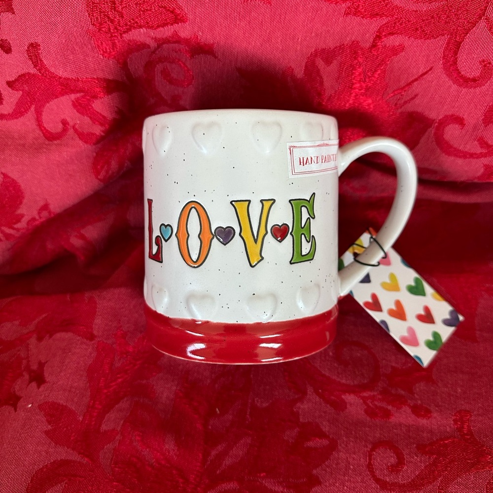 LOVE hand painted coffee mug
